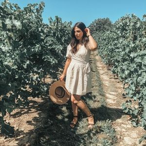 Linen blend wrap over dress